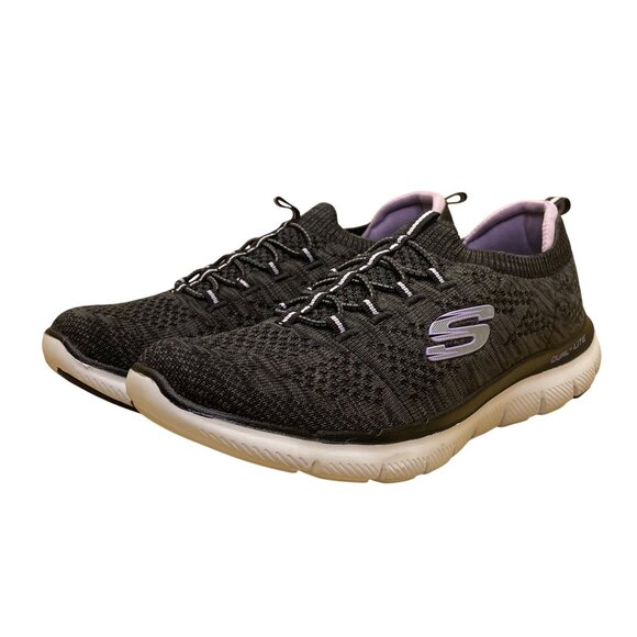 Skechers Women’s Black Knit Memory Foam Athletic Dual-Lite Sneakers Size 7 - Picture 3 of 8